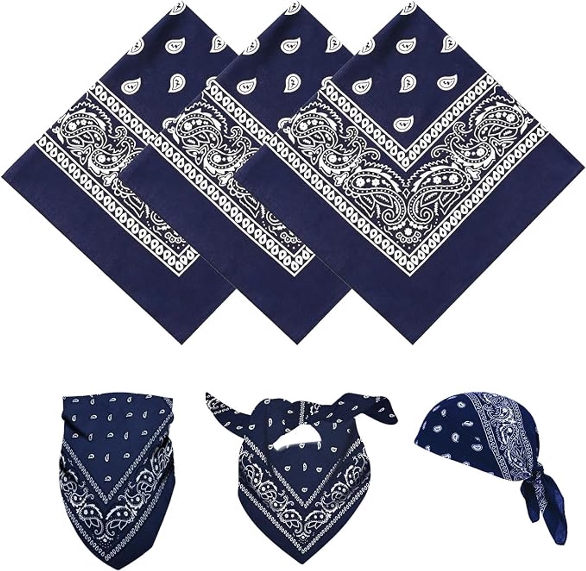 KZQ 3-Delige Paisley Bandana – Unisex Hoofddoek En Haarband Voor Mannen En Vrouwen, Cowboy Accessoires