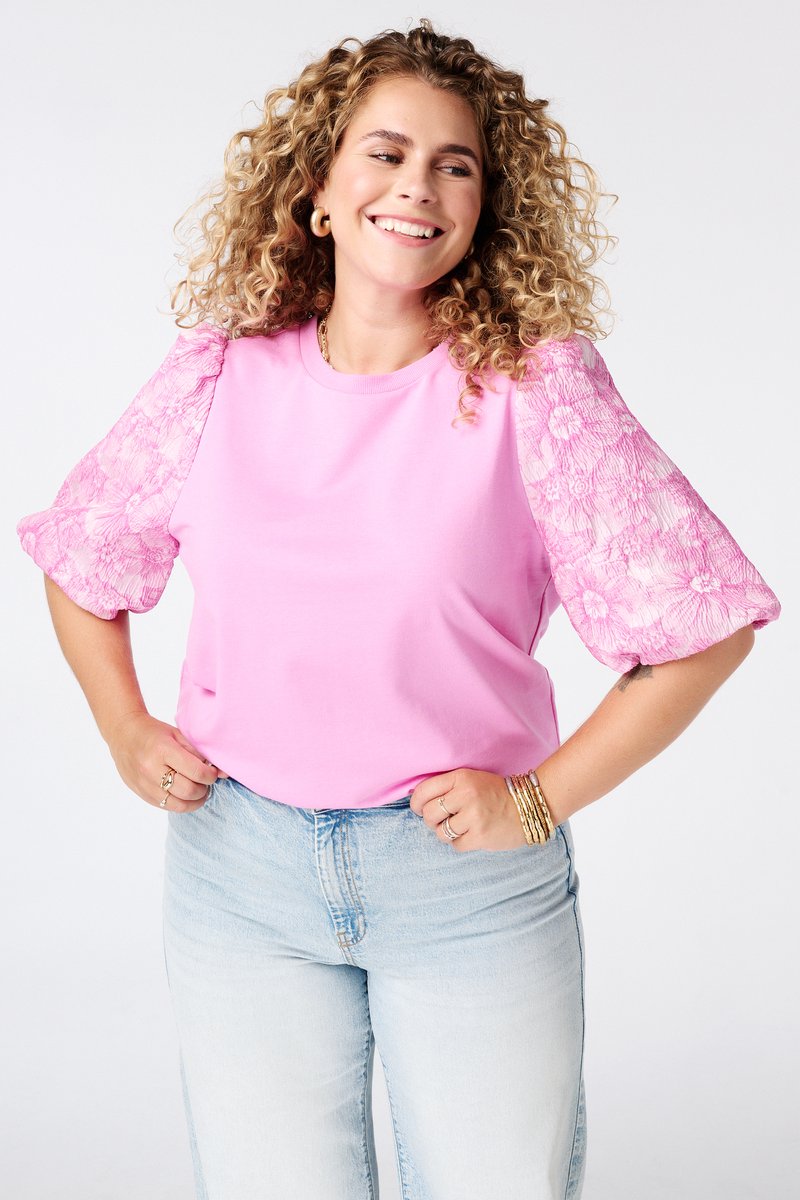 MS Mode Top Top met jacquard mouwen