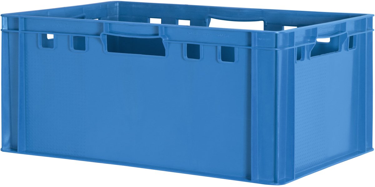 1 E3 Vleeskrat, Blauw, Eurobox, Voedselveilig, Slagerskrat, Opbergdoos, Plastic Bak, Stapelbaar, 60 x 40 cm, Kingpower