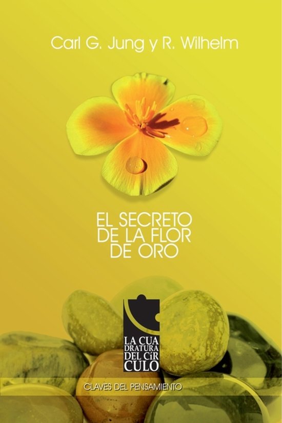 Boek kaft met een oranje bloem met waterdruppels, met de tekst 'El Secreto de la Flor de Oro'.