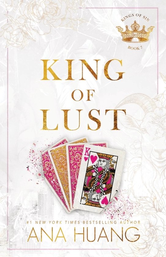 Couverture du livre 'King of Lust' avec des cartes à jouer, le texte 'King of Lust' et 'Ana Huang'.