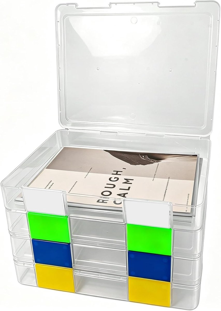 Set van 4 multifunctionele archiefdozen A4, dunne en slagvaste opbergdozen voor documenten, brieven en tijdschriften