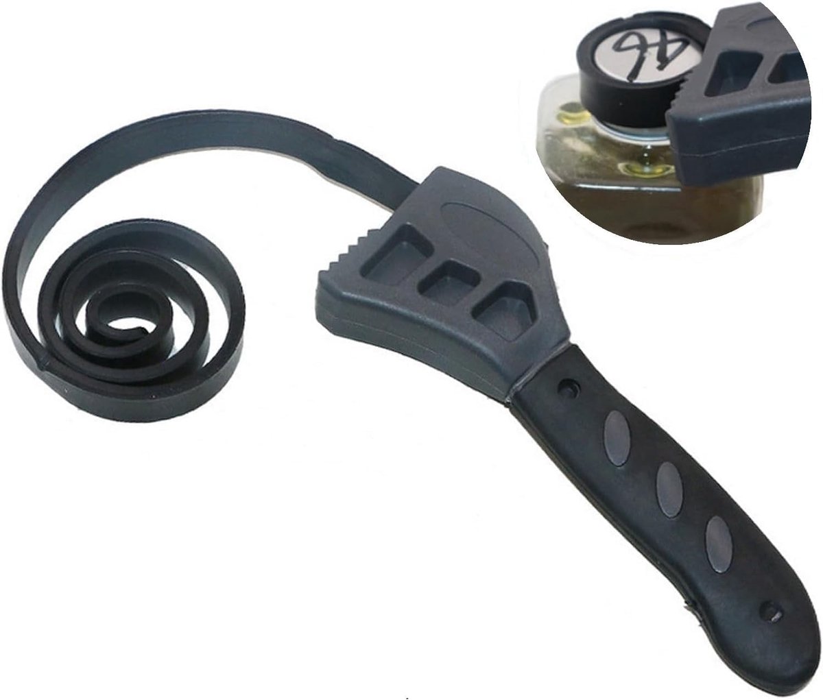 Verstelbare Rubber Oliefilter Sleutel, Multifunctionele Band Sleutel voor Thuis, Keuken en Werk met Buizen en Moeren