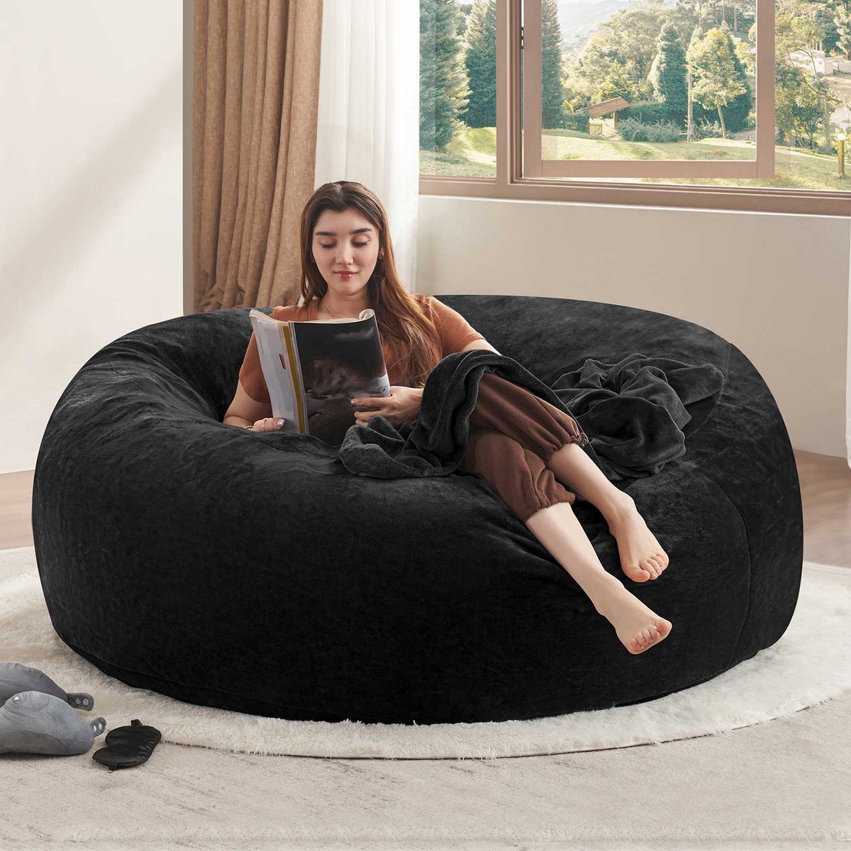 DESMIU Zitzak 150 x 150 x 60 cm - Loungestoel Voor Volwassenen - Zacht En Vormbaar Voor Le