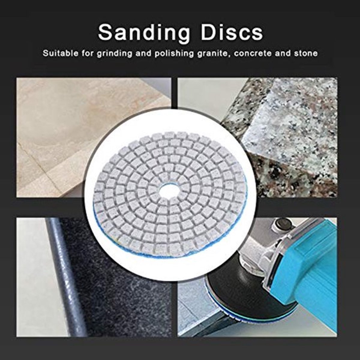 10 Stks 3 Inch Schuurschijven Pads, Polijsten Diamant, 50 Grit Polijsten Backer voor Steen, Keramiek, Terrazzo, Beton Polijsten