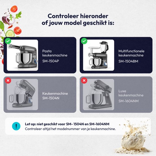 Fentic Fettuccine Snijder - Pasta Snijder Geschikt voor Fentic SM-1504P en SM-1504BM - RVS Elektrische Pasta Snijder - Verstelbaar 8 Standen van Merkloos — afbeelding 5