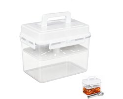 1 stuk - Kimchi-fermentation container - Automatische zuurkool persplaat - Afgesloten bewaarcontainer met verborgen handvat - Kimchi-maakset - Transparante kimchi-box voor thuiskeuken (5 liter, wit)