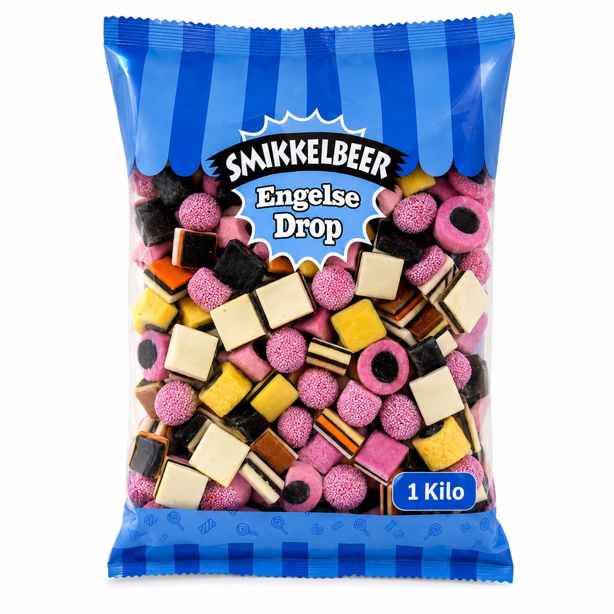 Smikkelbeer - Engelse Drop - 1 Kilo - Grote XL Zak - Grootverpakking - Snoep - Zoetwaren - Cadeau - Snoepliefhebber