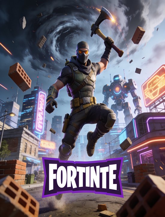 Luxe Metalen Wanddecoratie 30x40cm - Fortnite - Gaming - Battle Royale - Metalen Poster 40x30cm