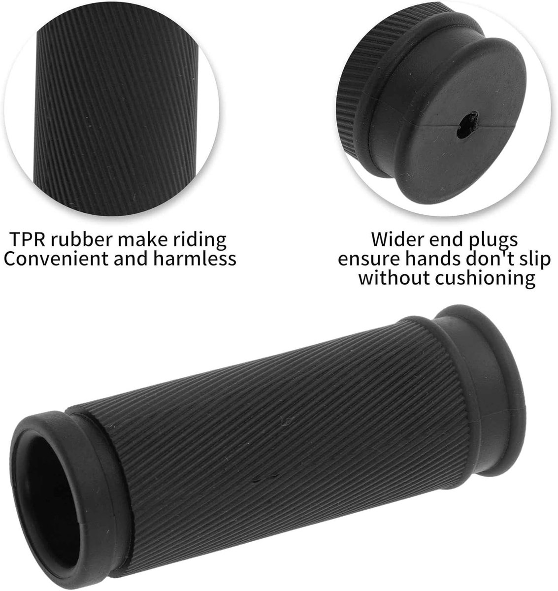 Ergonomische rubberen fietsgrepen met stootbescherming, 85 mm, voor driewieler - 2 stuks, zwart en comfortabel