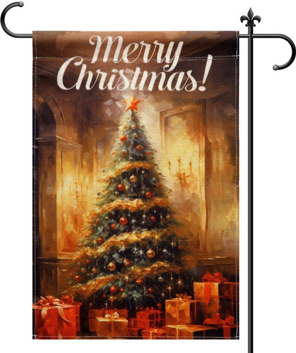 Kerstboom Tuinvlag, 30x45cm Dubbelzijdige Tuinvlag Merry Christmas Seizoensvlag Kerstvlaggen voor buiten Gazon Tuin Decoratie
