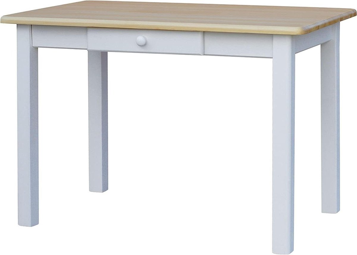 Eettafel Keukentafel - Houten Tafel - Samen Eten - Met Lade - 60 x 80 cm - Wit Groen
