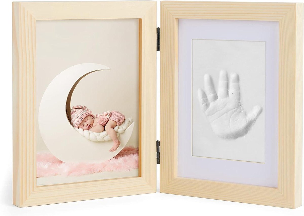 Baby Handen Voetafdruk Fotolijst - Aandenken Kit - Herinneringen Vastleggen - Niet-giftige Klei - 127 x 178 cm Foto - Pijnboom