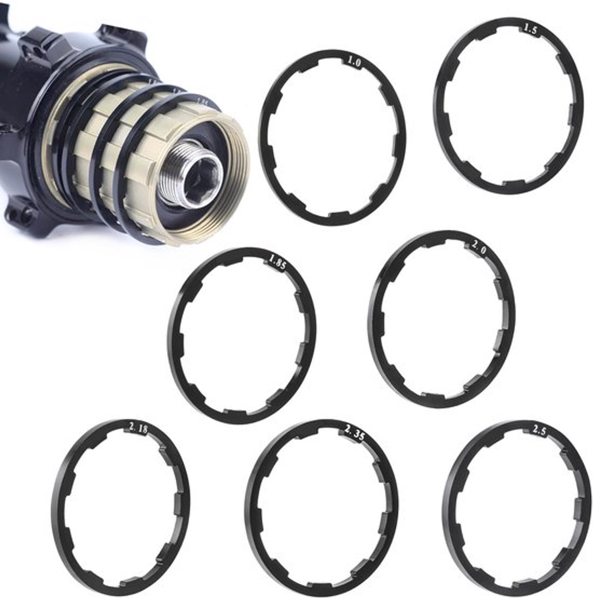 7 stuks fiets cassette afstandhouder, fiets vrijloop ringen, fiets stuurwiel naaf afstandhouder, trapas as sluitring afdichting, voor racefiets en mountainbike, berg