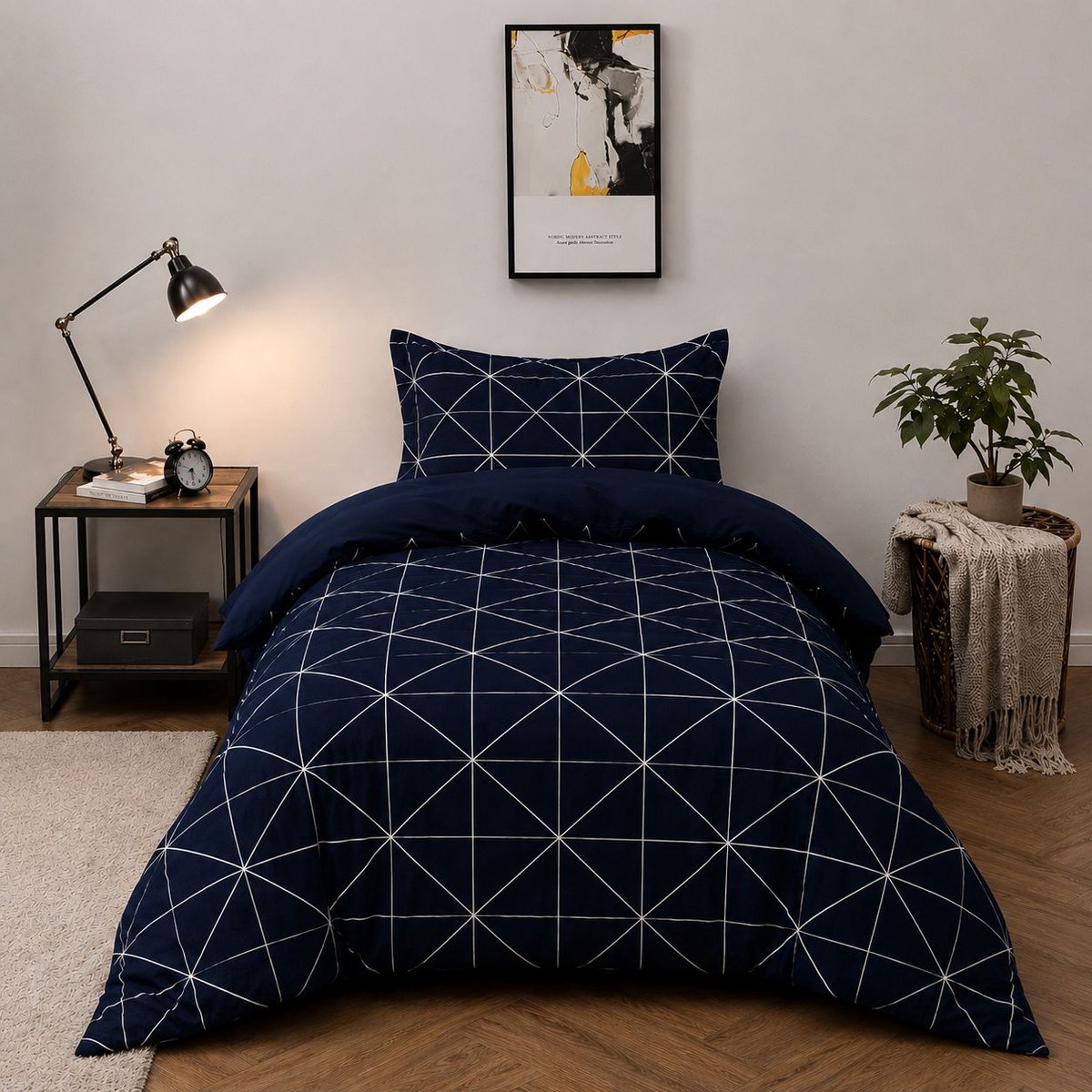 Dekbedovertrek - Micropercal - Soepel & Zacht - Eenpersoon - 140 x 200 cm - DarkBlue box