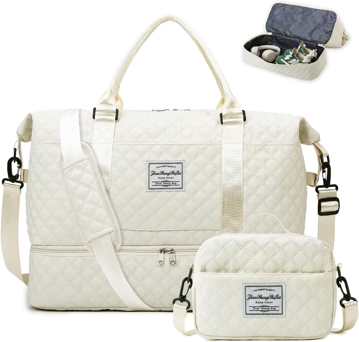 Reistas - Toilettas dames - Weekendtas dames - Weekendtas -Sporttas dames -Weekendtas Dames – Grote Sporttas met Toilettas - Handbagage Reistas met Droog Nat Vak en Kofferband - Reis Organizer voor Fitness - Yoga en Weekendtrip