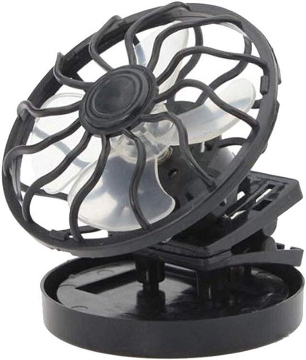 Zonneventilator - Zonnepaneel - Clip - Zonne-controle - Hoed - Camping - Wandelen - Zomer - Zwart - Eén Maat