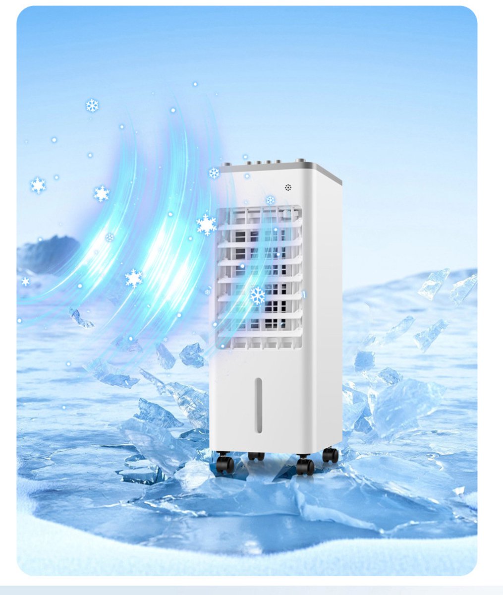 Witte draagbare watergekoelde airconditioningventilator met ijsfunctie stille werking zwenkventilator 3 windsnelheden geschikt voor woonruimtes