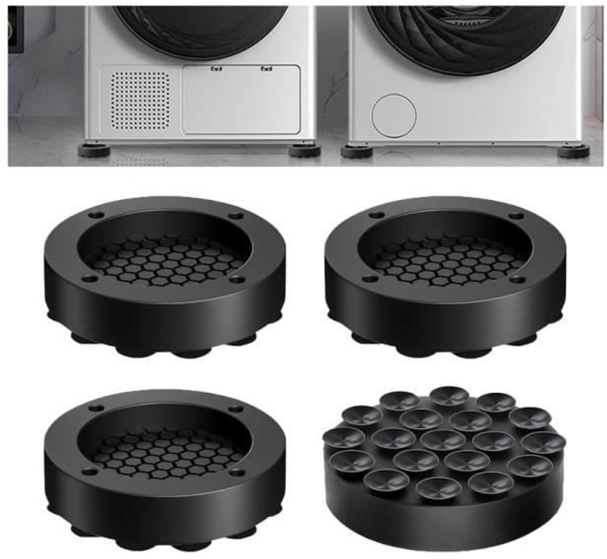 Schokabsorberende pads - 4 stuks - Rubber - Geluidsreductie - Verbeterde stabiliteit vloerbeschermingspads