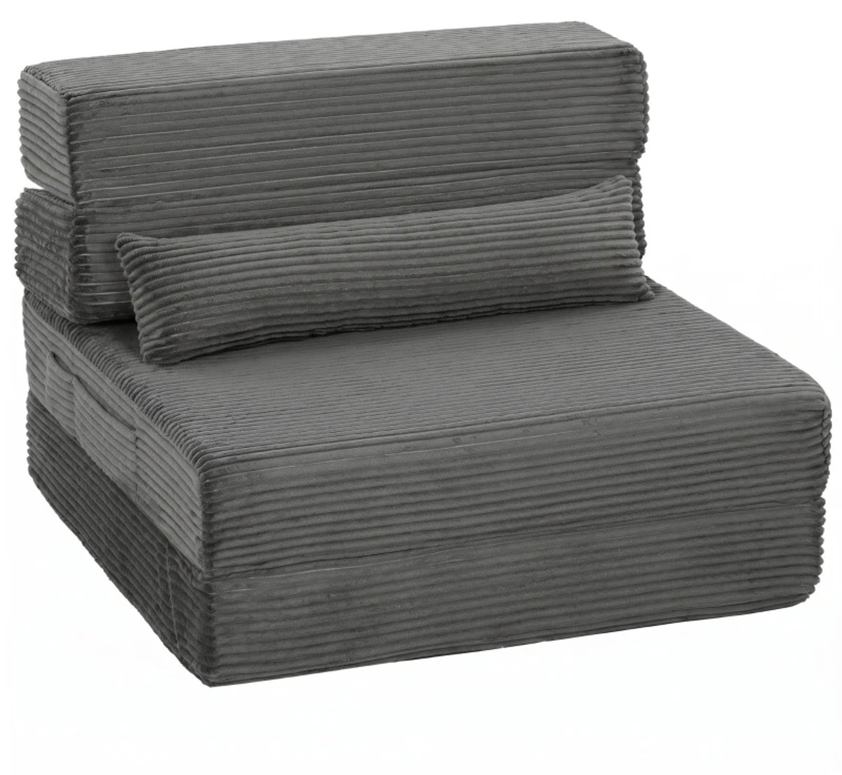 Slaapstoel - Uitklapbaar - Slaapbank - Logeerbed - Zetelbed - Slaapfauteuil - Vouwbed - 1 persoons - Zeer comfortabel - Donkergrijs