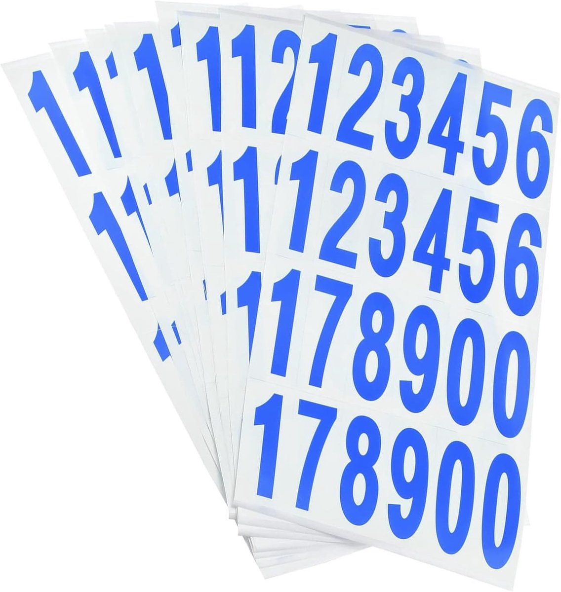 Zelfklevende brievenbus nummers stickers in blauw - PVC vinyl labels 76x25mm, set van 10 voor brievenbusborden en huisnummering