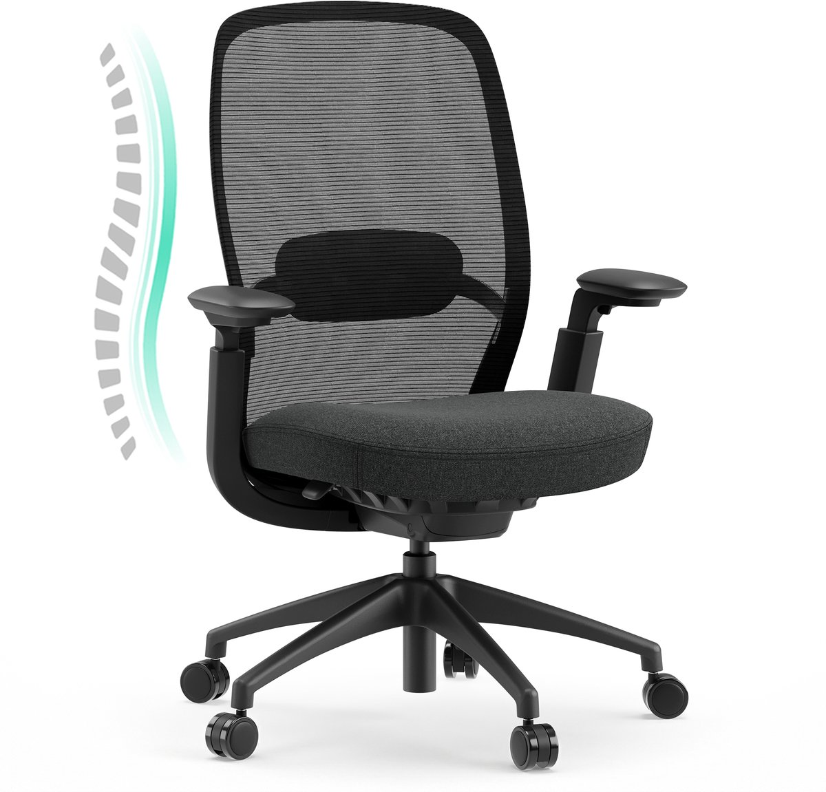 COLAMY Ergonomische Bureaustoel - Adaptieve Rugleuning en Kantelvergrendeling - Mesh Bureaustoel met 4D-Armleuningen - Verstelbare Lendensteun - Zadelvormig Zitkussen - Extra Stevige Computerstoel tot 136 kg