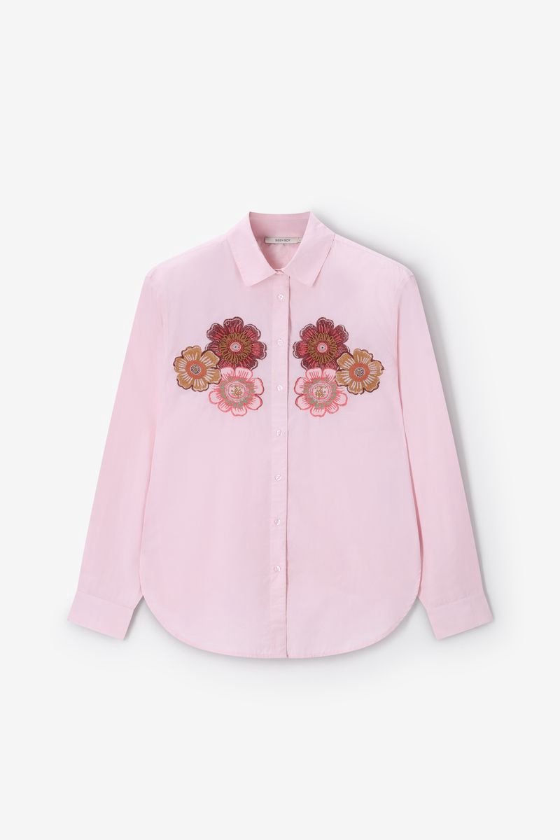 Sissy-Boy - Lichtroze poplin blouse met embroidery