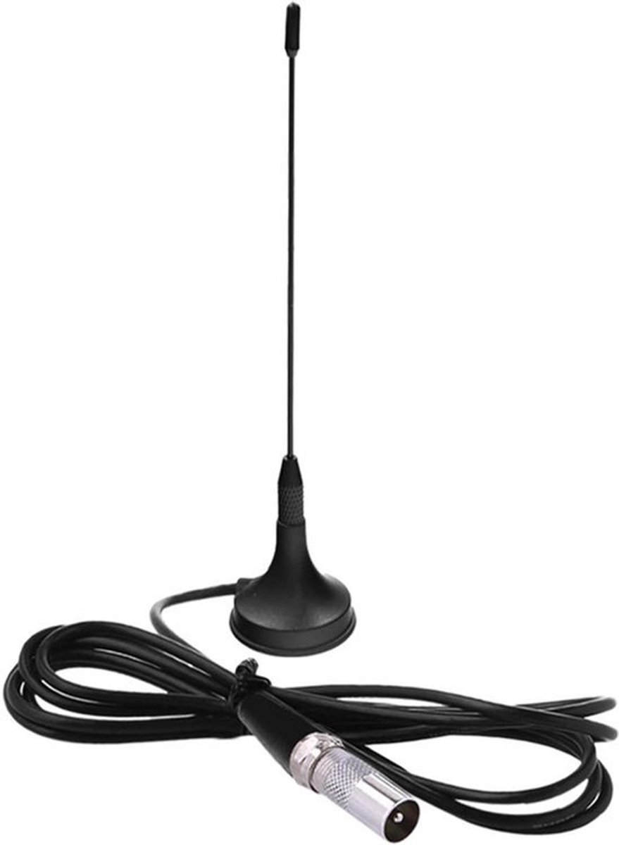 Interne tv-antenne DTA180 - draagbare HDTV-antenne voor digitale DTT DVB-T/DVB-T2 - VHF UHF FM DAB-radio magneetvoet voor huis en camper 15 meter - zwart