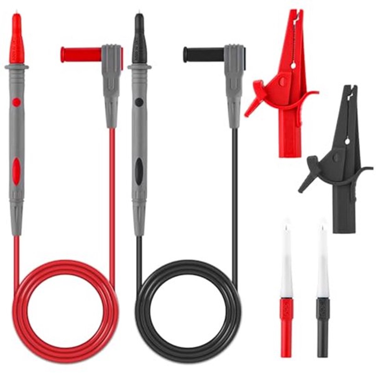 6-delige multimeter-autotestkabelset, bananenstekker-testkabels met naaldprobe, multimeterkabelset met 4 mm krokodillenklemmen en draaddoorboringsprobeclip voor multimetertests