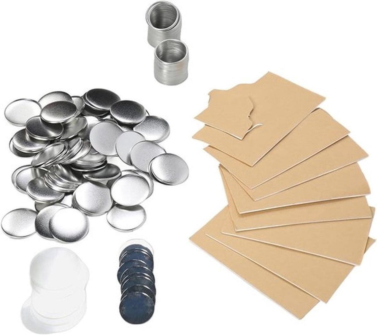 100 Sets Spiegel Ronde Knoppen - Onderdelen - Geschikt voor Handcraft - Zilverkleurig 58mm Spiegel Ronde Knoppen