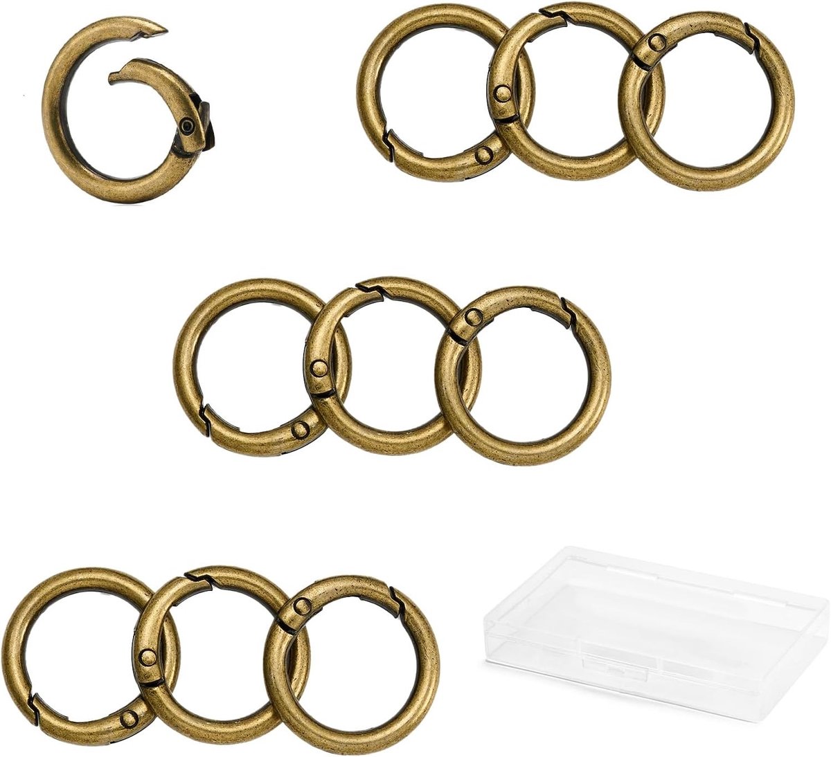 Ronde metalen karabijnhaak voor sleutelhangers, handtassen, portemonnees en DIY decoraties, geborsteld messing, 38mm, stevig en veelzijdig