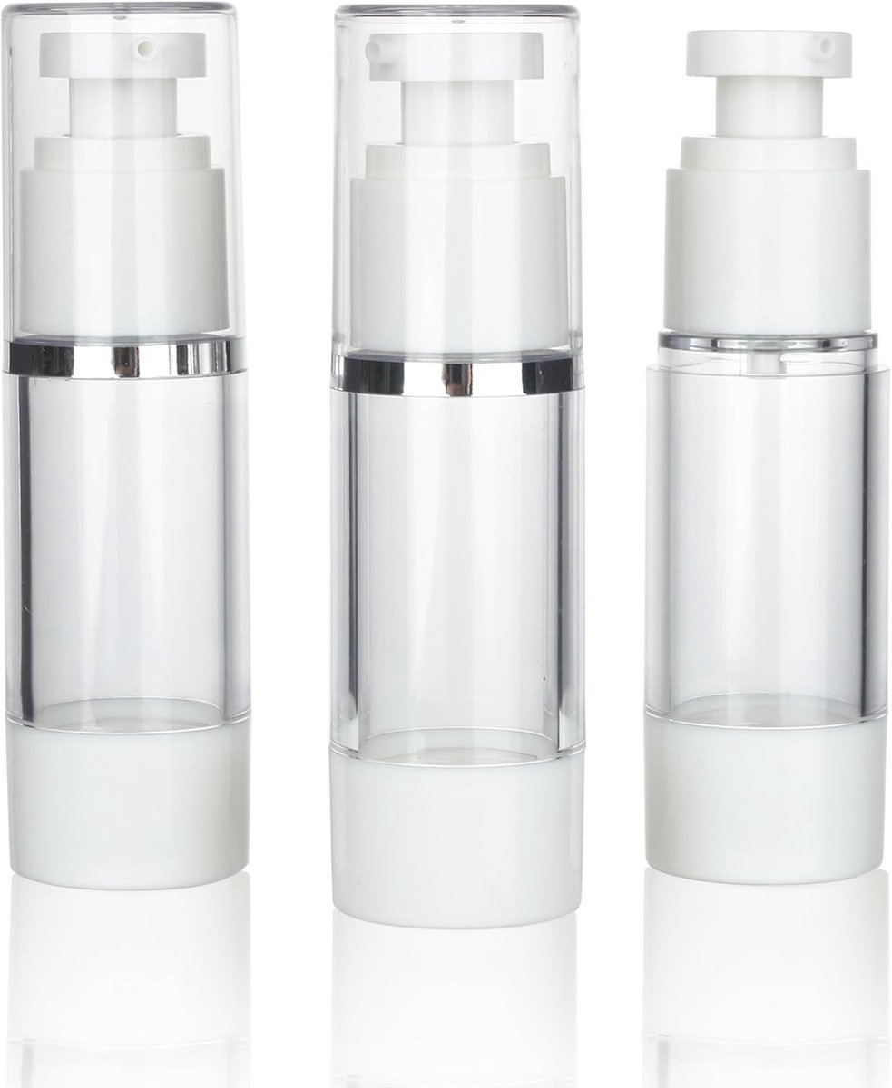 3 Stuks 30ml Lege Navulbare Airless Pompflessen voor Reizen, Foundation en Toilettas Dispenser