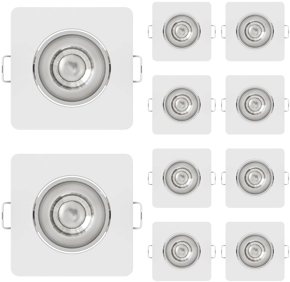 Modee LED Inbouwspot Vierkant - 4.8W 420 Lumen - 4000K Neutraal Wit - IP20 - Wit - 10 stuks