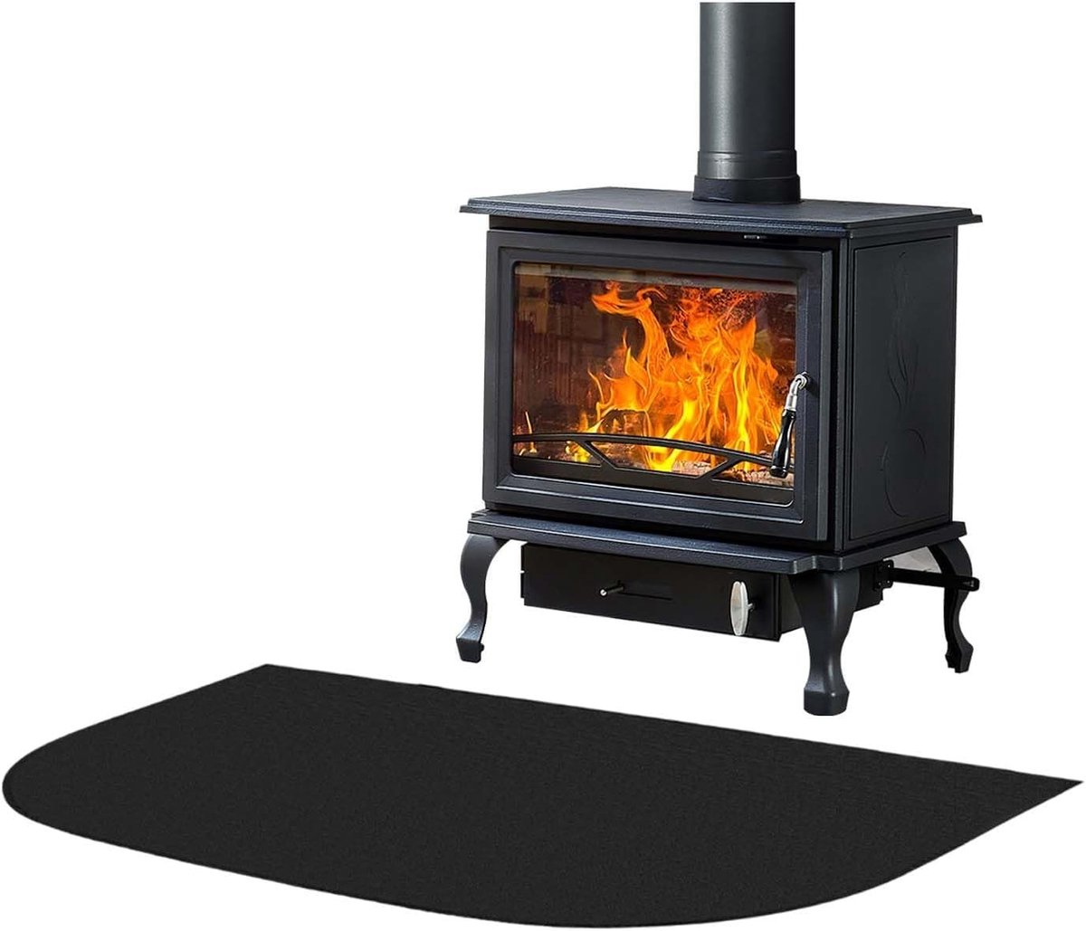 Vuurvaste haardmat 1 mm x 50 x 80 cm, vloerbescherming, vonkenbescherming, hittebestendige mat voor open haarden en kachels, ideaal voor vloerbescherming tegen vlammen en vonken