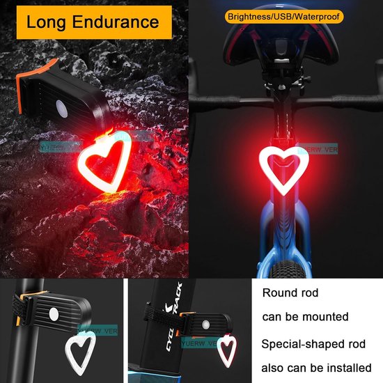 Oplaadbaar LED Fiets Achterlicht - Heldere Veiligheidslamp voor 's Nachts - 5 Waarschuwingsstanden - Waterdicht - voor MTB, Mannen, Vrouwen, Kinderen - 1 Stuk — afbeelding 3