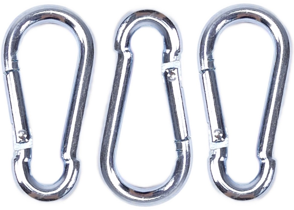 BCF-Products - Karabijnhaak - 7x70mm - 3 stuks - Verzinkt staal - Musketonhaak - Carabiner