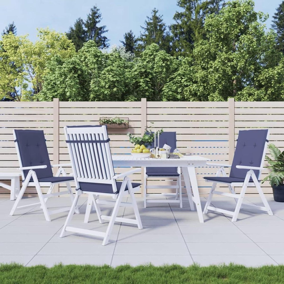 Kussens met hoge rugleuning - Outdoor zitkussens - Comfortabel zitten - Waterafstotend polyester - 120 x 50 cm - Marineblauw
