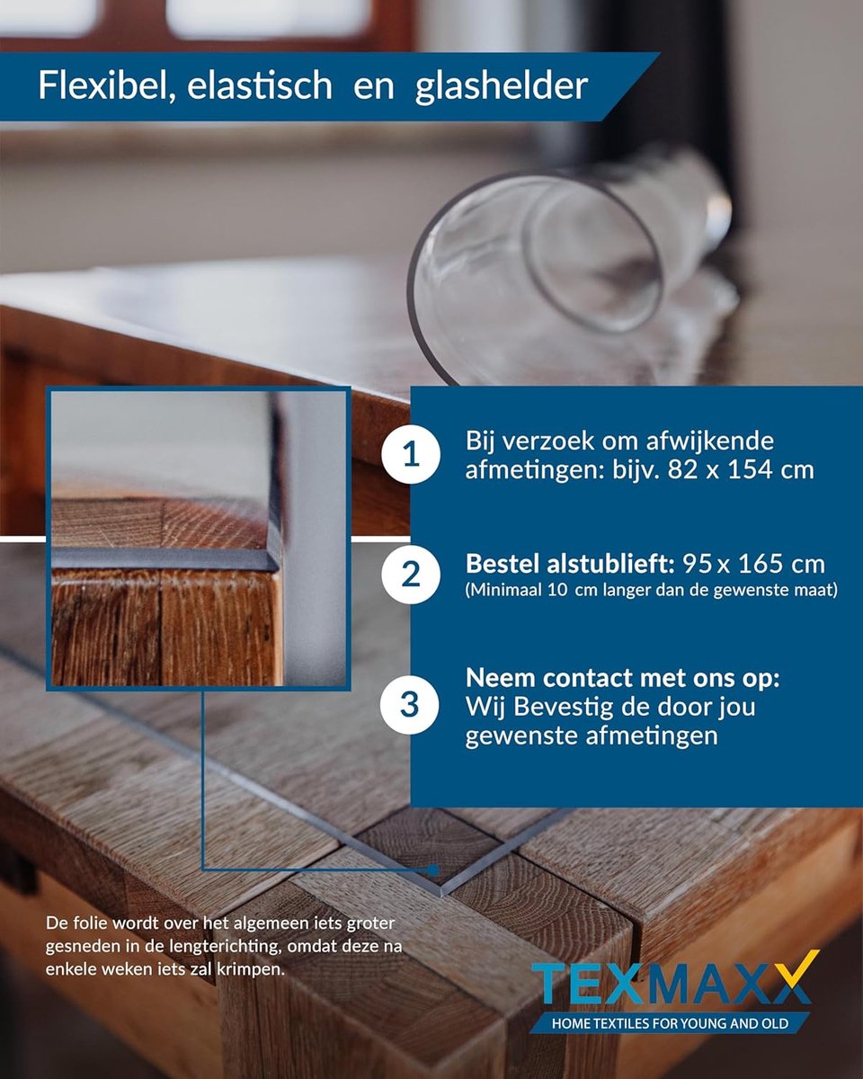 Tafelzeil Beschermfolie - Plastic Tafelkleed Transparant - Tafel Beschermen - Afgeschuinde Randen - 105 cm x 290 cm - Kristalhelder