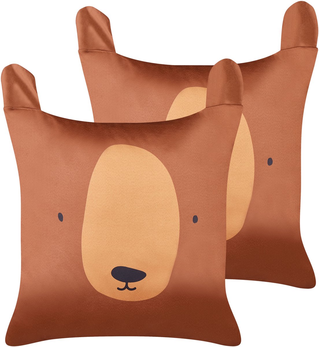 Beliani TEDDYBEAR - Sierkussen set van 2 - Bruin - 45 x 45 cm - Katoen