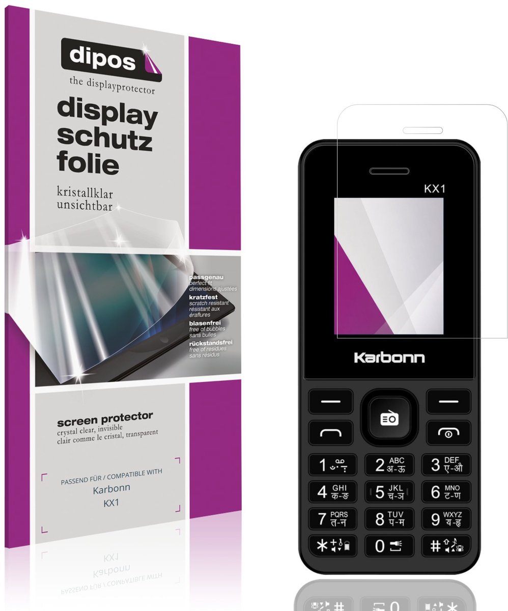 dipos – 4x Beschermfolie geschikt voor Karbonn KX1 | Krasbestendige & heldere Screenprotector Ultra-Thin