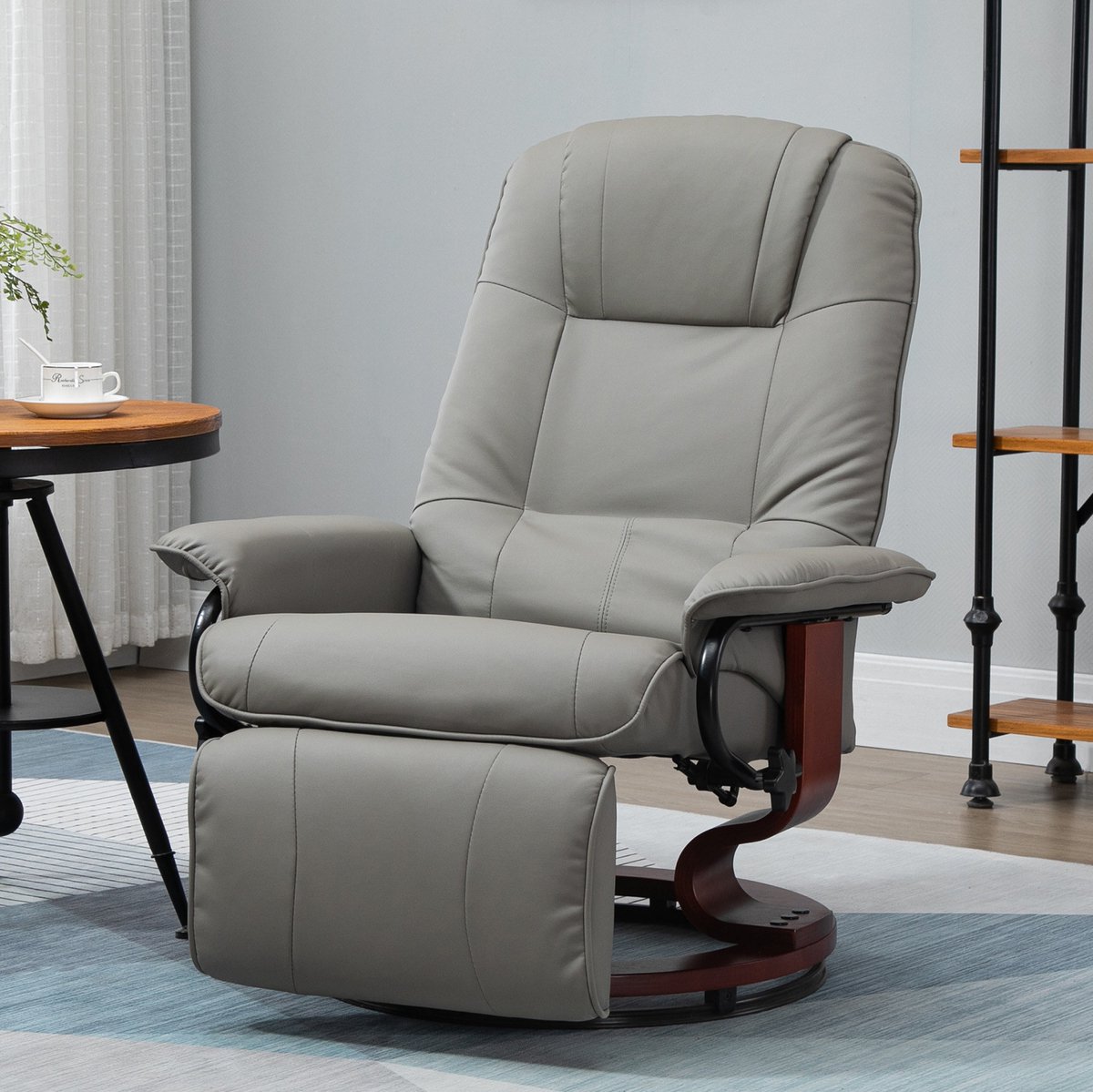 FloraGrace Relaxfauteuil - Elektrisch Verstelbaar 145 Graden - Met Ligfunctie En Voetsteun - Voor Woonkamer En Lounge - Kunstleer - Grijs