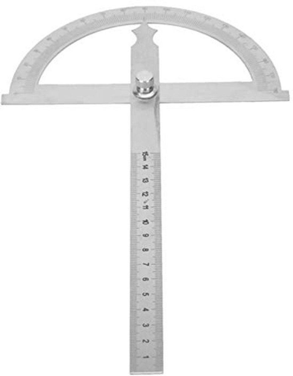 Rotary Protractor RVS 0-180 Graden met Lock Nut - 0-15cm Hoekmeter (150 x 200mm)