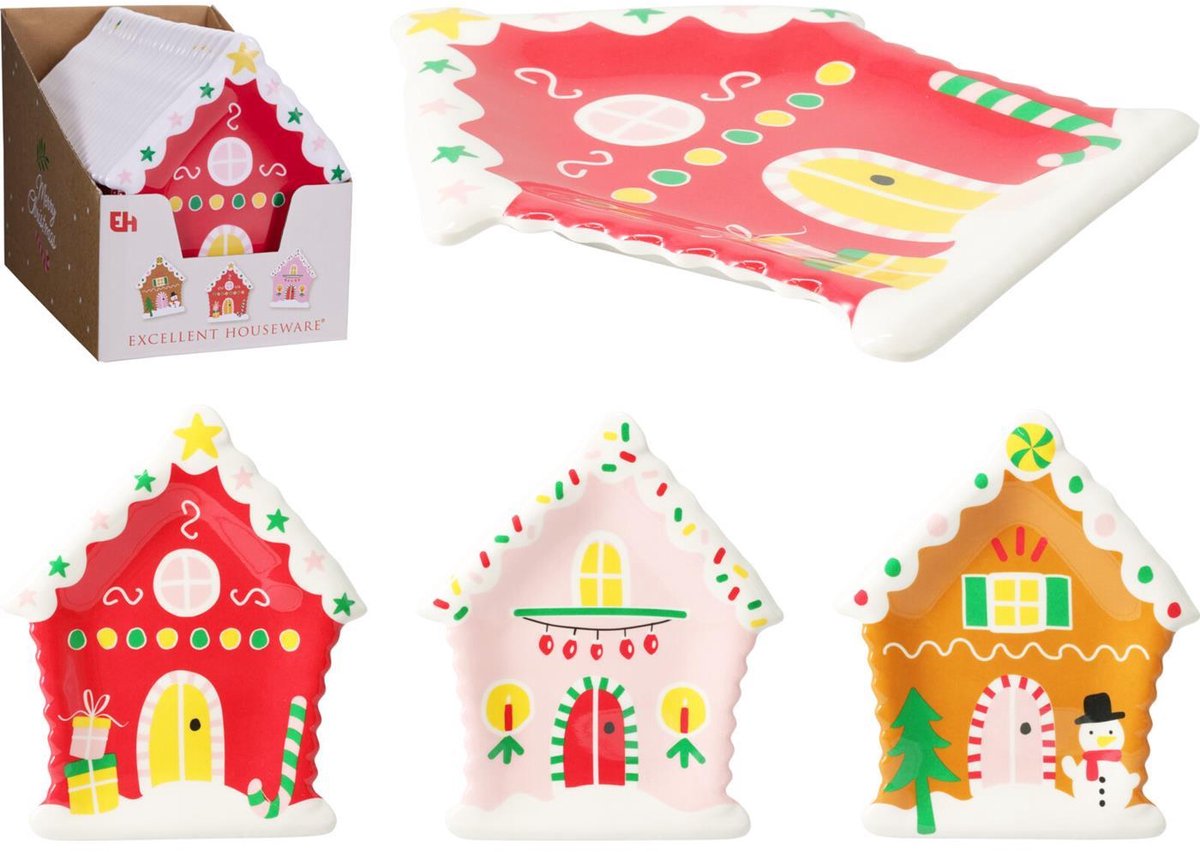Home & Styling kerstbord melamine 19,8x16 peperkoekhuis servies.