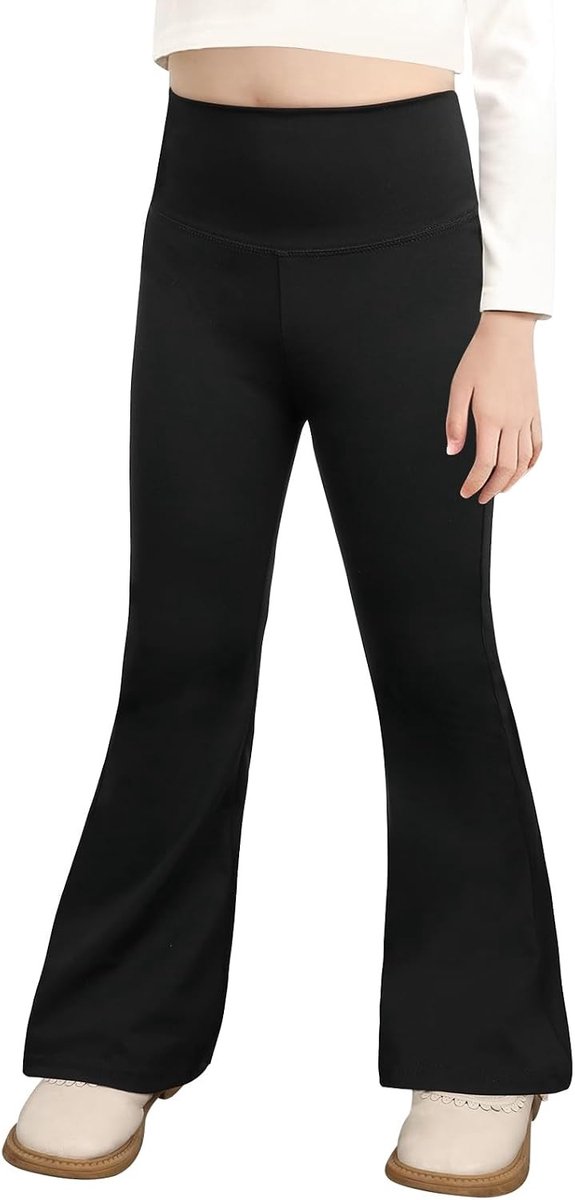 Flared Leggings voor Meisjes - Sportieve Leggings voor Yoga, Dans en Hardlopen in Zwart