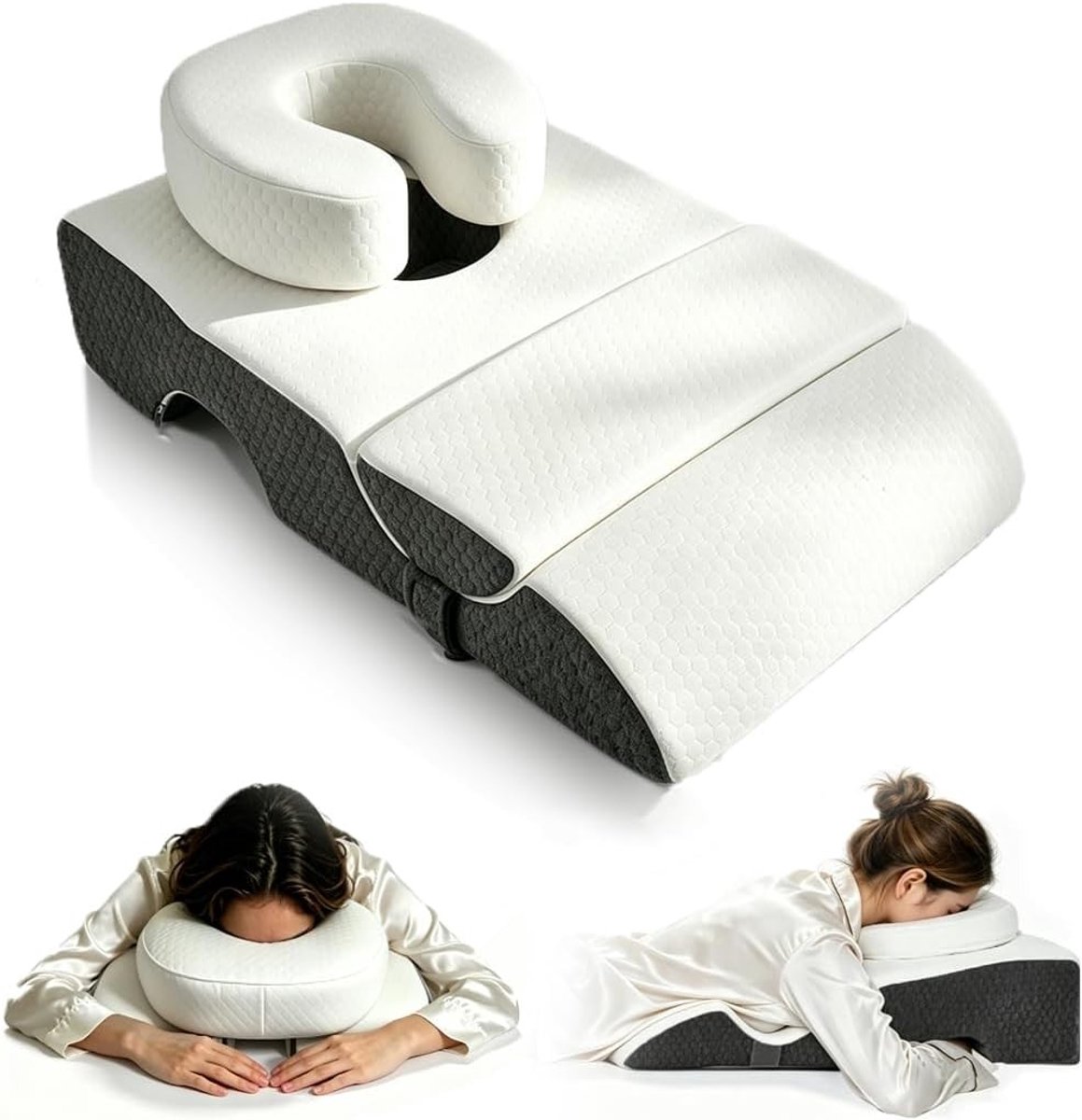 Gezichtskussen voor een comfortabele nachtrust, 3-in-1 massagekussen met nek- en beensteun, ideaal voor ontspanning en massages in bed of salon