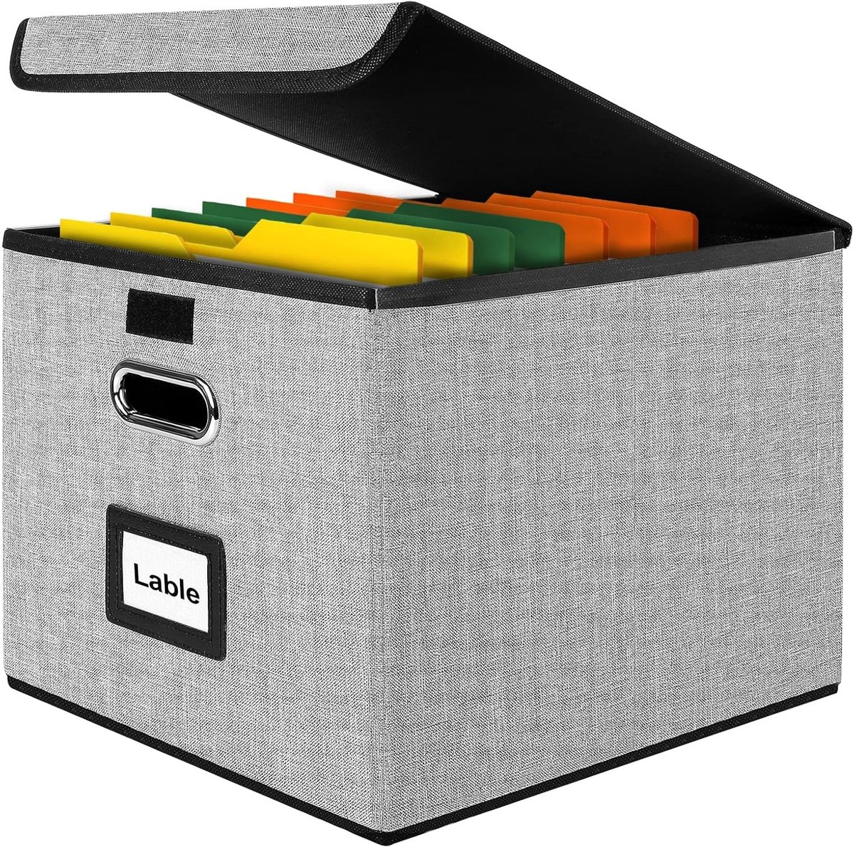 Opslagdozen met Deksel, A4 Hangende Bestandsbox van Vezelboard en Papier in Stijlvolle Linnen Look, Geschikt voor Thuis en Kantoor, Grijs, Organizer, Documenten, Opbergruimte