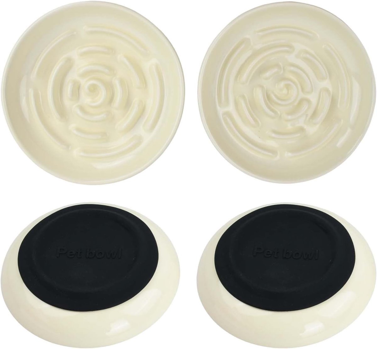 Set van 2 keramische kattenkommen van 15 cm met antislip silicone mat, grote capaciteit voor water en droogvoer, eenvoudig schoon te maken en duurzaam, ideaal voor huisdieren