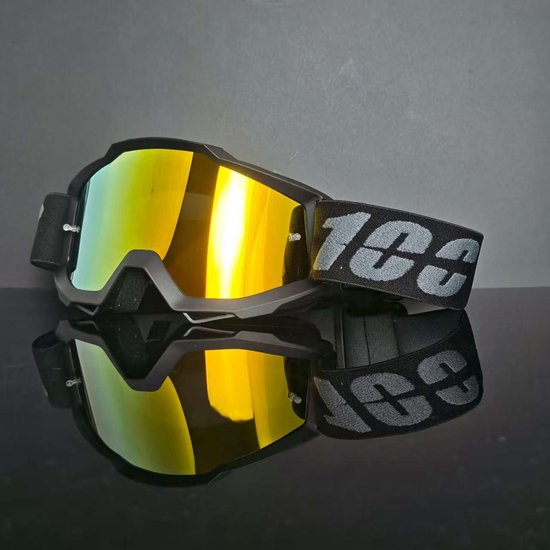 Motorbril - Winddichte motorbril - Skibril - Motorveiligheidsbril - Motocrossbril - Outdoorbril - Buitenbril - Helm met open achterkant - Zwart montuur met rode lens