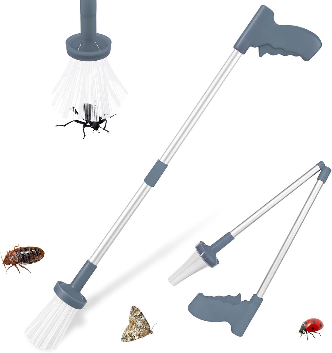 Extra Lange Insecten Vanger voor Veilig Vangen en Loslaten van Spinnen en Krekels - 83 cm Handvat met Opvouwbare Grip