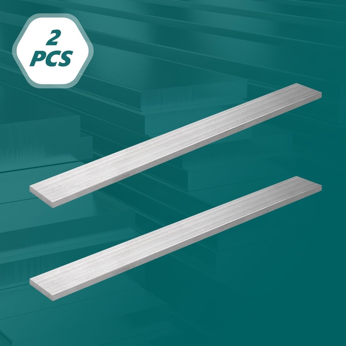 Set van 2 vierkante aluminium staven, 3mm dik, 25mm breed en 305mm lang voor constructie en industrieel gebruik